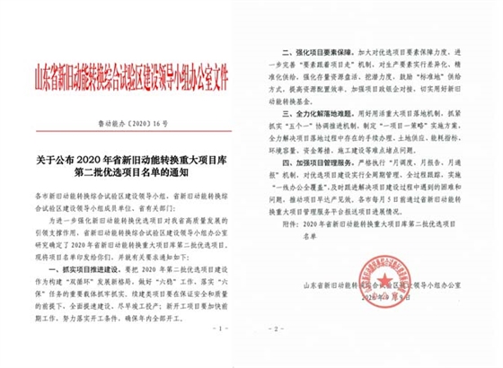 《關(guān)于公布2020年省新舊動(dòng)能轉(zhuǎn)換重大項(xiàng)目庫第二批優(yōu)選項(xiàng)目名單的通知》