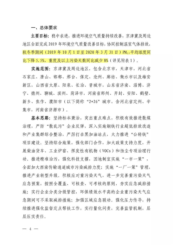 京津冀及周邊地區(qū)2019-2020年秋冬季大氣污染綜合治理攻堅(jiān)行動(dòng)方案（征求意見(jiàn)稿）2