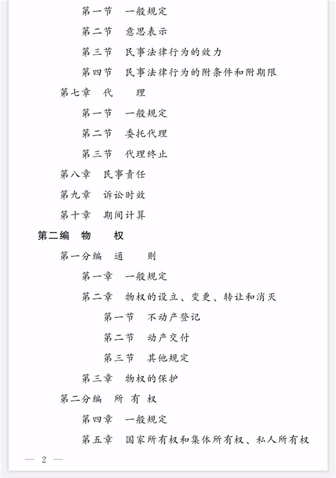 《中華人民共和國民法典(草案)》(2019年12月16日稿)目錄2